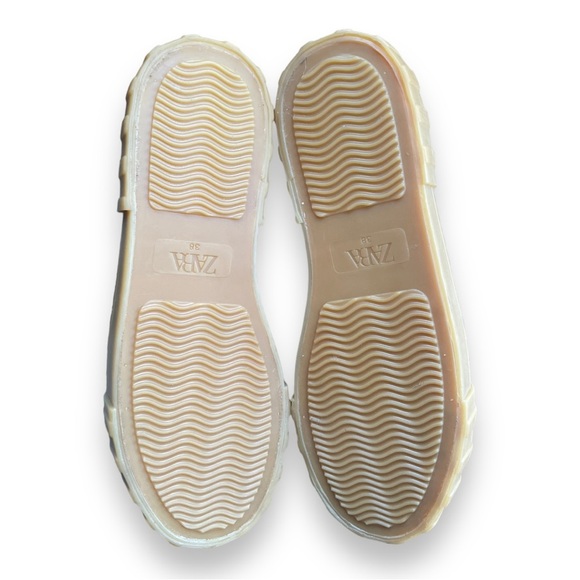 Zara Off White Canvas Hi Top Platform Sneakers Cream With Flax Gum Sole 7 - Picture 3 of 5